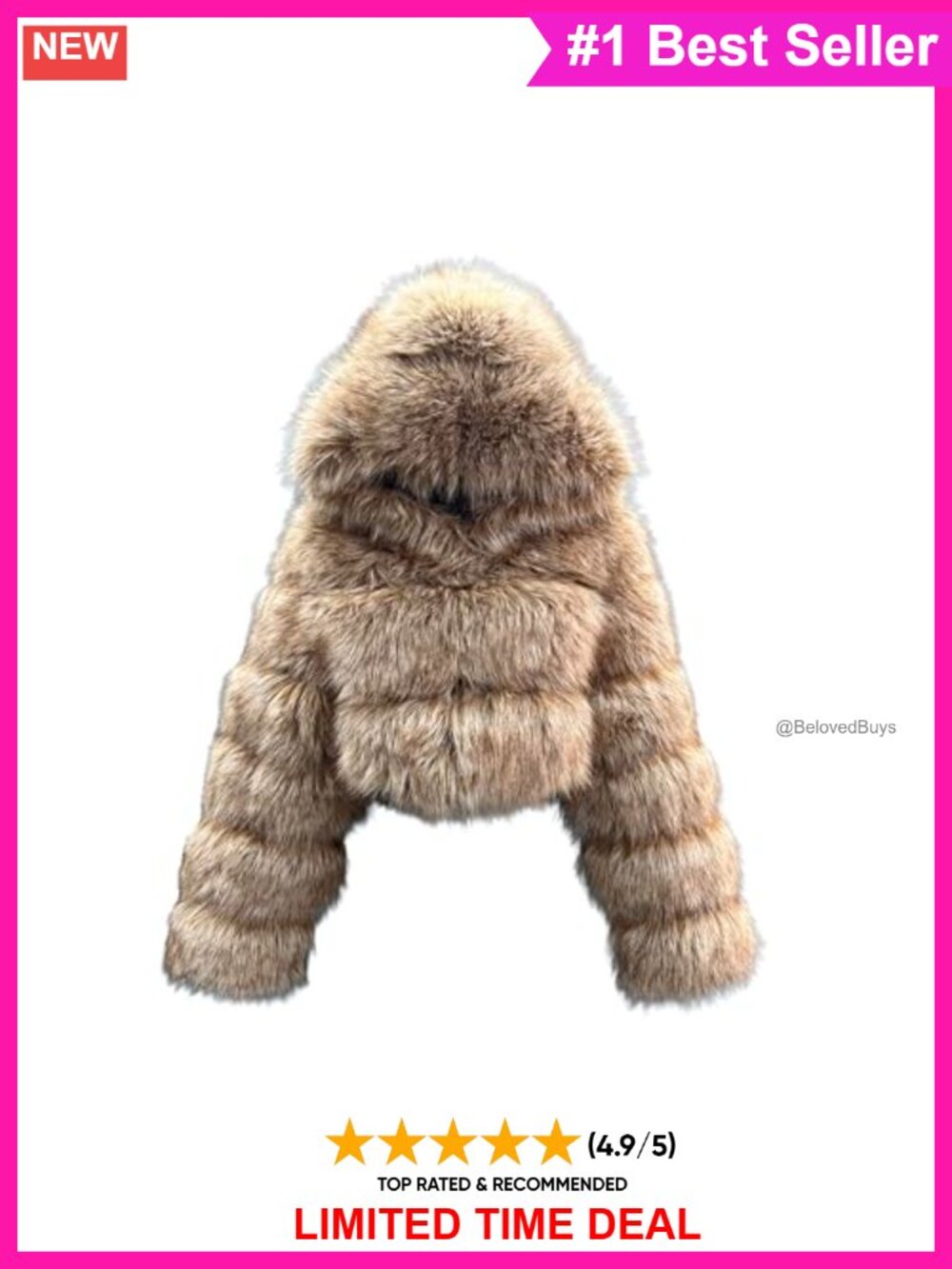Faux Fox Fur Cropped Hooded Bolero Jacket